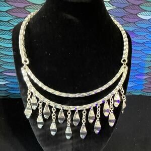 Silver Tone Metal Colar with Silver Dangles